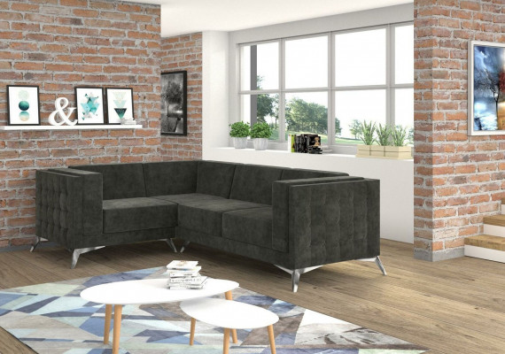 Chesterfield Pohovka v L tvaru, designová čalounění, textilní rohová sedací souprava nová