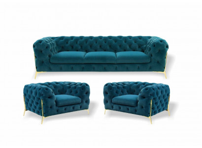 Chesterfield Design pohovka s polštáři 3+1+1 sedadlo, pohovka, látka, sada polštářů
