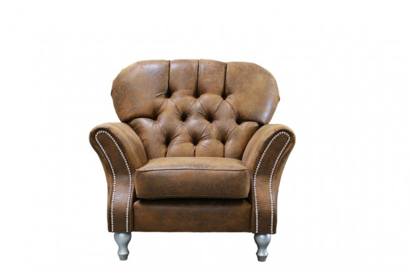 Vintage Chesterfield sofa set upholstered in leather, 3+1 seater.