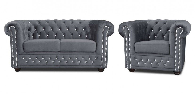 Chesterfield sedací souprava 2+1 místně Design gauč polstrovaná sedací souprava set Nový