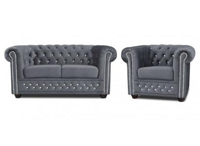 Chesterfield sedací souprava 2+1 místně Design gauč polstrovaná sedací souprava set Nový