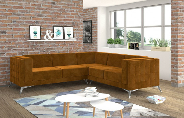 Rohová sedací souprava designová pohovka couch polstrování set textilního materiálu.