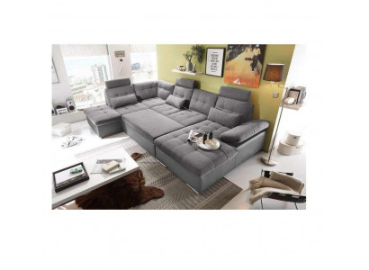 Návrh rohové sedačky látkového typu L-Form s možností rozložení na postel, potah rohu v moderním stylu.