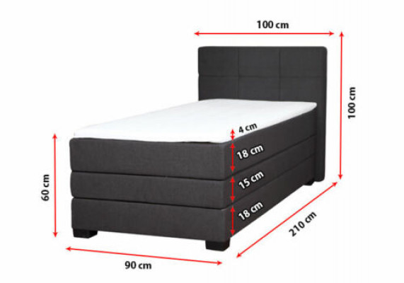 Boxspring postel Hotelová postel 90x200cm s kompletním úložným prostorem včetně matrace.
