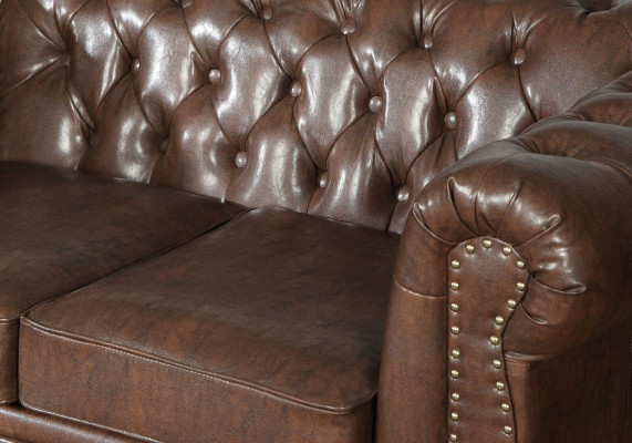 Chesterfield sedací souprava pohovka čalounění 3 2 sedadlo kožené pohovky látka nová