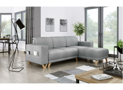 Design rohová sedací souprava L tvaru pohovka gauč s funkcí lůžka potah textilie