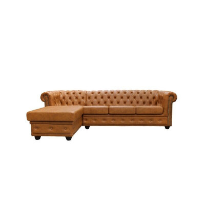 Chesterfield Kožená Pohovka Pohovka Růžek Kůže Sofa Sestava Polštář Rohové Pohovky