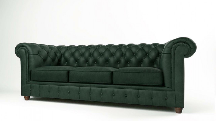 Chesterfield pohovka sedací souprava, Polstrování, 3místná sedací souprava, Zelené pohovky.