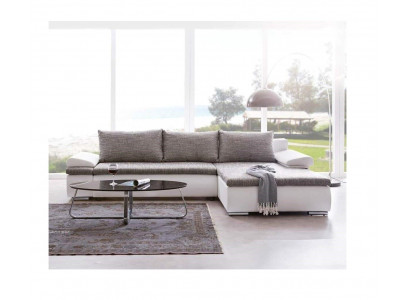 Designová rozkládací pohovka s funkcí lůžka, kůže, textilie, čalounění, pohovky, látkové.