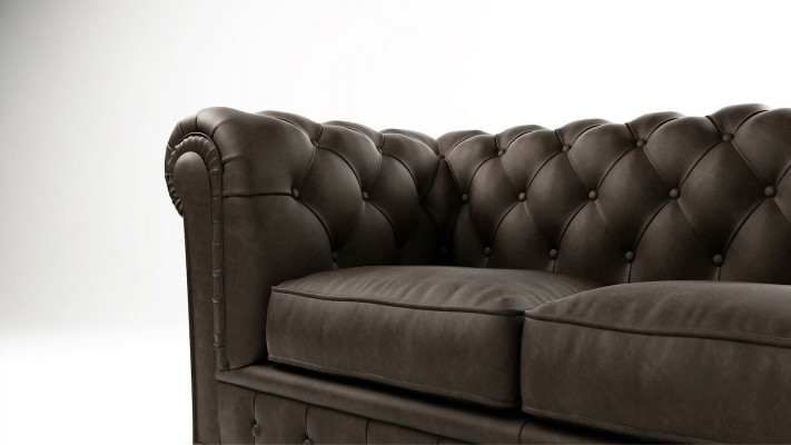 Chesterfield pohovka 2místná čalouněná sedačka textilní látkové pohovky kůží.