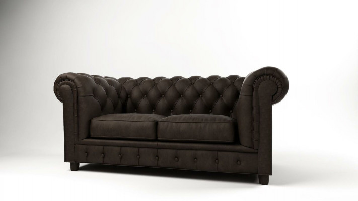 Chesterfield pohovka 2místná čalouněná sedačka textilní látkové pohovky kůží.