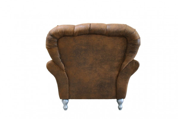 Návrh židle 1místná hnědá textilie Luxus Club Lounge Sofa Televizní Chesterfield