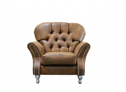 Návrh židle 1místná hnědá textilie Luxus Club Lounge Sofa Televizní Chesterfield