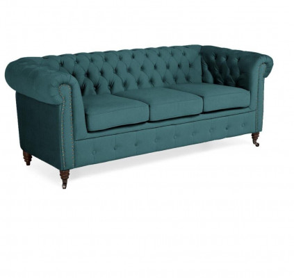 Klasický nábytek Chesterfield Třísedák Textilní pohovka Luxusní design
