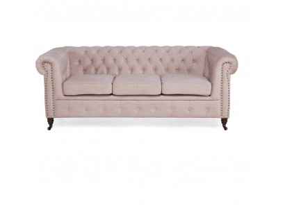 Klasický nábytek Chesterfield 3-místná pohovka textilie látková pohovka Elegantní design Nová.