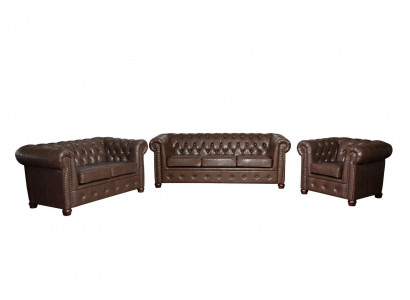 Chesterfield 3místná pohovka, kožená pohovka, sedací souprava, pohovka, třísedadlový.