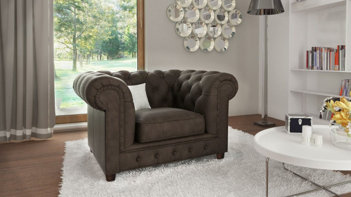 Křeslo televizní sál klub louka textilie kůže luxusní design Chesterfield