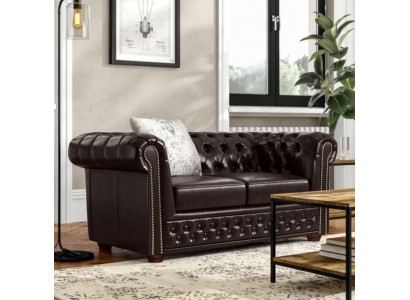 Návrhová pohovka 2místná pohovka Chesterfield Polštář Sad Leder Textil Neu