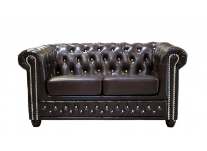 Klasický elegantní dvousedadlový nábytek Chesterfield Textilní Pohovka Design hnědá