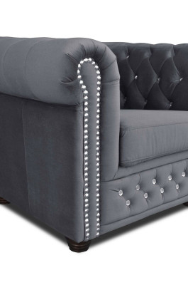 Chesterfield Textil Couch Polster 2Sitzer Sofas Couchen schwarze Zweisitzer Neu