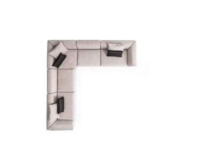 Taupe rohová sedací souprava, kompaktní textilní nábytek sedací souprava sedačka.