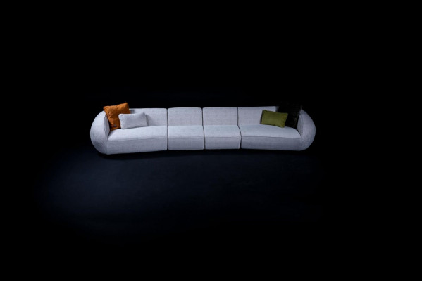 Šedá šestimístná pohovka do obývacího pokoje, luxusní designový nábytek