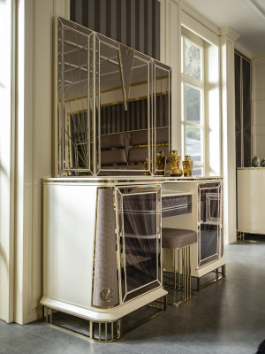 Luxus toaletní stůl Design table Console komoda Toaletní stoly Zrcadlo 2 kusy.