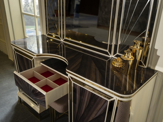 Luxus toaletní stůl Design table Console komoda Toaletní stoly Zrcadlo 2 kusy.