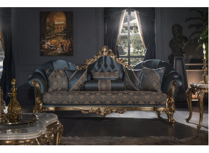 Pohovka 3místná Modrá Pohovka s polstrováním Elegantní design Klasický luxus Nový