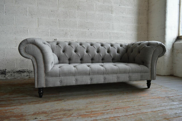Design Chesterfield Sofa 3 Dvoumístná souprava pohovka Stoff Polster Leder Tříkřeslo.