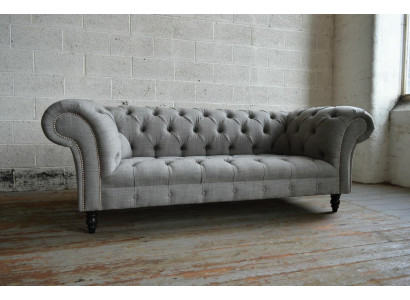 Design Chesterfield Sofa 3 Dvoumístná souprava pohovka Stoff Polster Leder Tříkřeslo.