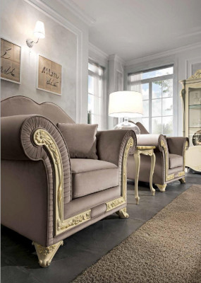 Obývací pokoj Set Souprava sedacího nábytku dřevo Obývací pokoj Klasický design Itálie Set 9 kusů.