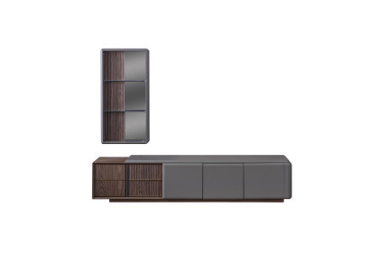 Designer obývací pokoj set TV skříň s exkluzivní policí na zeď Regál 2 kusy.