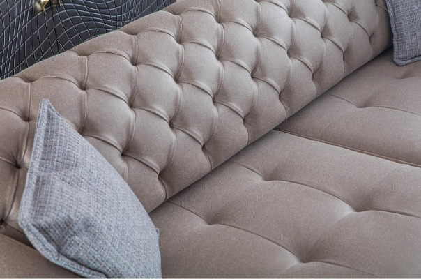 Pohovka 4místná designová pohovka čalouněná šedým textilním materiálem Relaxační sedadla Nábytek Moderní