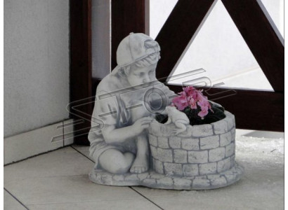 Květinový květináč, zahradní dekorace, květináče, vázy, socha.