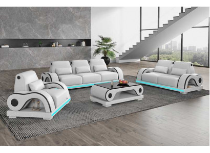 Sofa set Garniture Sofagarniture Luxus kompletní bílá kožená sedací souprava moderní pohovka