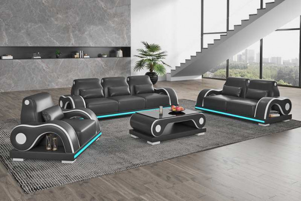 Sofa set Garniture Sofagarniture Luxus kompletní bílá kožená sedací souprava moderní pohovka