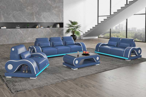 Sofa set Garniture Sofagarniture Luxus kompletní bílá kožená sedací souprava moderní pohovka