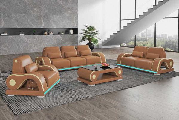 Sofa set Garniture Sofagarniture Luxus kompletní bílá kožená sedací souprava moderní pohovka