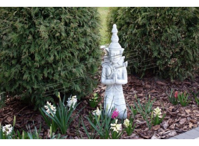 Buddha socha v kamenném designu. Velká socha pro zahradní dekoraci.