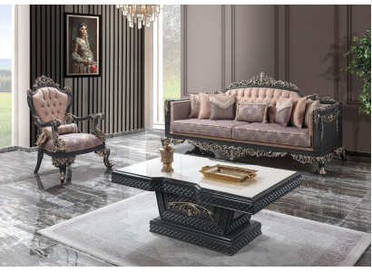 Luxusní sedací souprava kompletní sedací souprava šedá čalouněná sedačka látková sedačka gauč