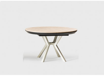 Moderní kuchyňský stůl jídelní stůl Rozkládací kulatý dřevěný Beige stůl.