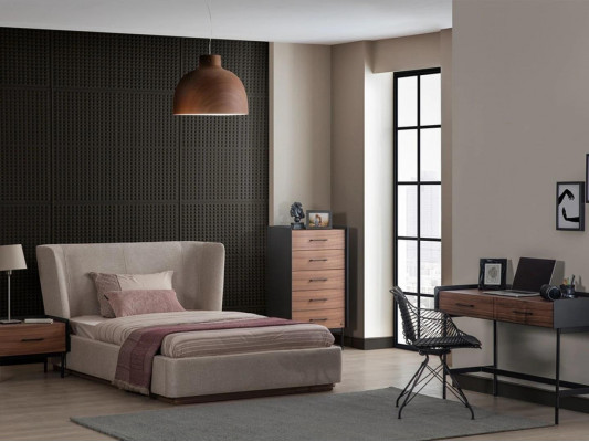 Design Komplett 4tlg Schlafzimmer Bett Nachttisch Modern Kommode Neu Design kompletní ložnice 4 díly Postel Noční stolek Moderní Komoda Nový