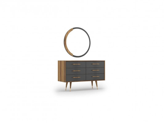 Design ložnice Kompletní 5dílná postel 2x noční stolky komoda se zrcadlem