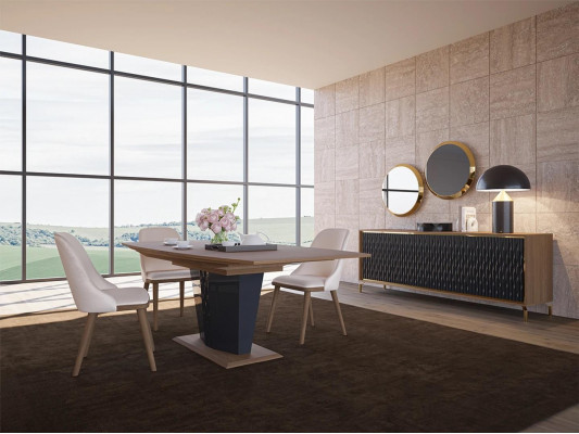 Jídelní skupina Moderní jídelní stůl Jídelna 6x židle Dřevěný nábytek Luxus