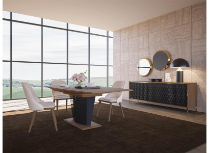 Jídelní skupina Moderní jídelní stůl Jídelna 6x židle Dřevěný nábytek Luxus