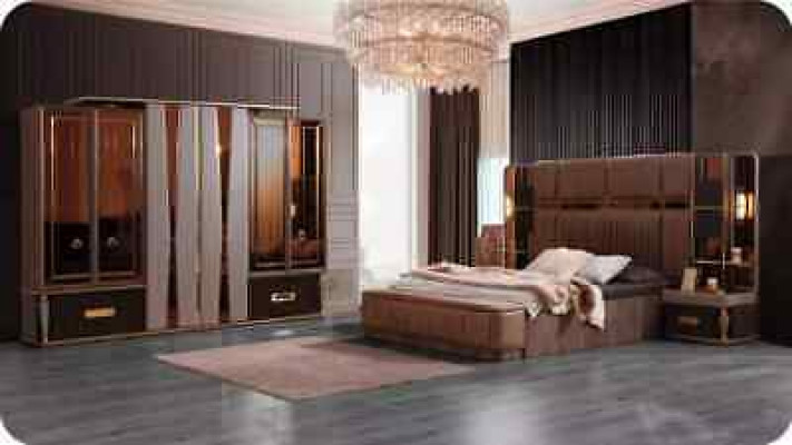 Garnit Luxus Ložnice Ložní souprava Dvoulůžko Garnit Ložní sada 4 kusy Beige