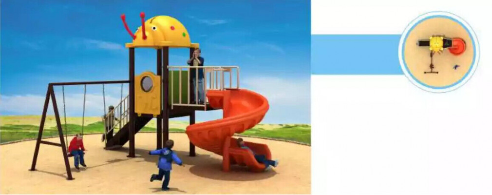 Dětské hřiště s klouzačkami a houpačkami Zábava pro děti.