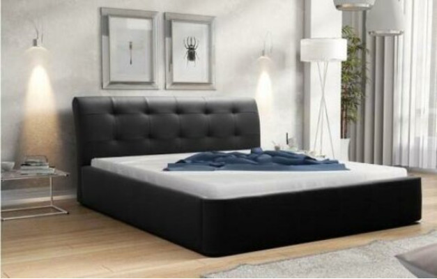 Klassisches Bettgestell Polster Bett Hotel Leder Textil Betten Stoff 180x200cm