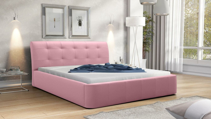 Klassisches Bettgestell Polster Bett Hotel Leder Textil Betten Stoff 180x200cm